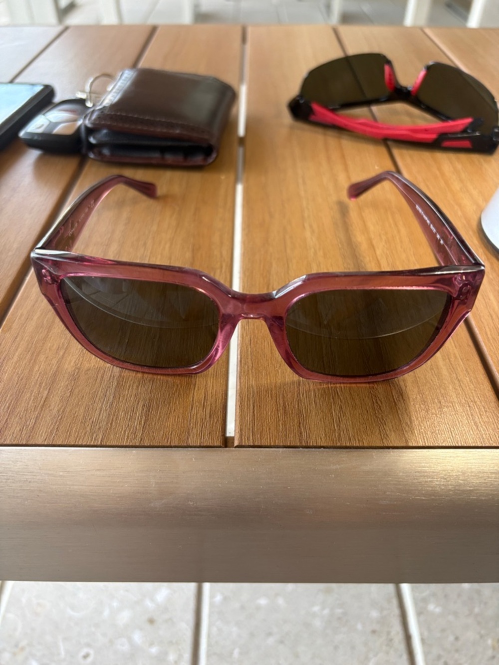 Coach Transparent Pink Frame Sunglasses with Dark Lenses
